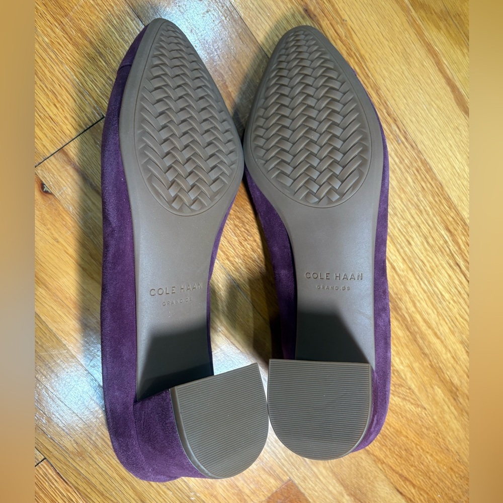 Cole Haan Grand.oS Alanna purple suede Block Heels size 9.5b - Picture 9 of 9